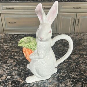 White Rabbit Pitcher with Carrot and Leaf